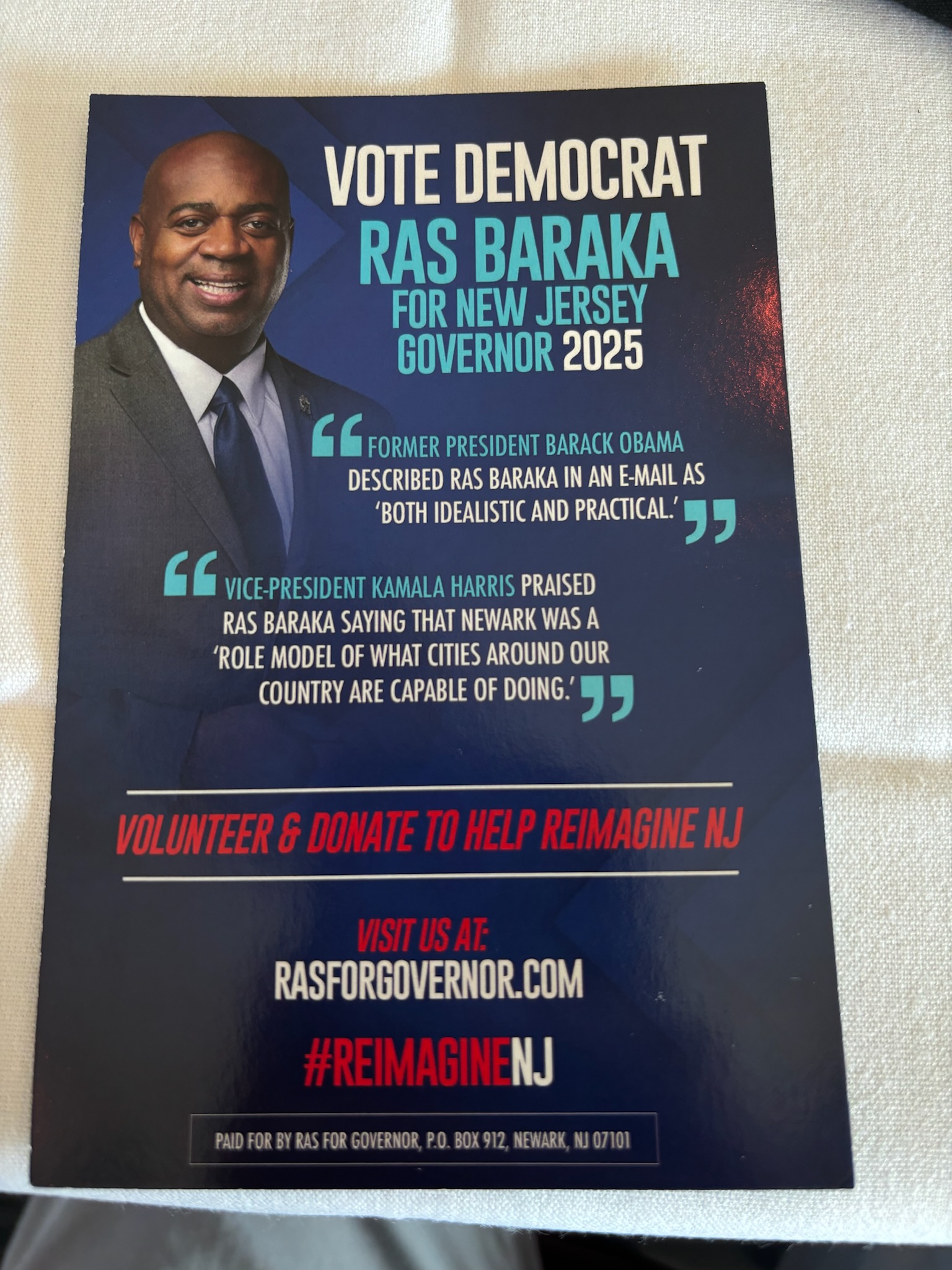 "Vote Ras Baraka for NJ Governor in 2025 Election Day"